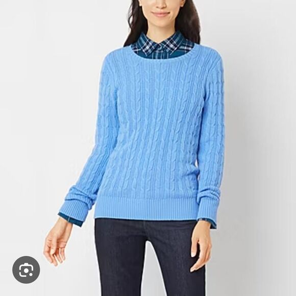 St. John's Bay Crew Neck Long Sleeve Cable Knit Pullover Sweater sz S - Picture 1 of 10